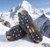 Crampons antidérapants pour la randonnée et l'escalade, semelle intermédiaire en TPE, imperméables, durables, 10 pointes, 2 pièces pour le camping