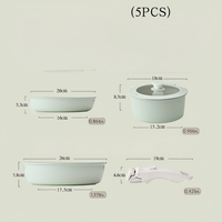 Ensemble de cuisine 5 pièces personnalisé en gros avec poignées amovibles, batterie de cuisine moderne antiadhésive complète, casseroles, faitouts et woks à fond plat pour la maison