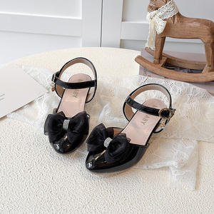 Nuove Scarpe Eleganti con Tacco Basso per Bambine Primavera Estate Sandali alla Moda con Fiocco in Raso Scarpe in Pelle PU - Product Image 4