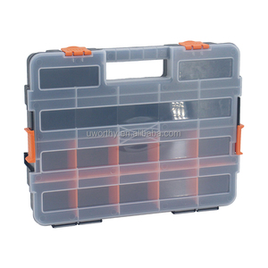 Stackable Plastic Tool Box with Compartment Organizer, Small Parts, Screw, Nuts Organizer and Storage Bins - Portable Tool Case
