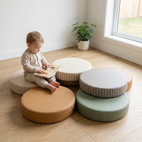 Ensemble de 6 coussins de sol pour enfants Scandi Pastel, multi-textures, sièges sensoriels, coin lecture pour tout-petits, cylindre