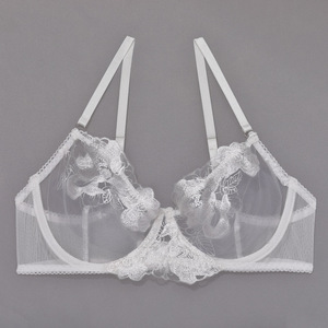 3 pièces de <span class=keywords><strong>jarretière</strong></span> en maille, broderie florale blanche, tissu de dentelle, lingerie, chemise sexy transparente, ensembles de modèles de lingerie pour grands bustes - Product Image 4