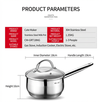 Casserole en acier inoxydable compatible induction et gaz, moderne, multifonctionnelle, passe au lave-vaisselle, écologique, avec couvercle, pour la préparation du lait pour bébé