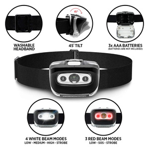 Vente en gros de <span class=keywords><strong>bandeau</strong></span> réglable, lampe frontale à LED, lumière rouge et blanche, lampe frontale à batterie sèche pour le camping et la pêche - Product Image 2