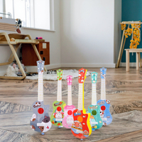 Hot Selling Four-String Cartoon Animal Guitar Plastic Musical Instrument Toy for Children's Early Music Education