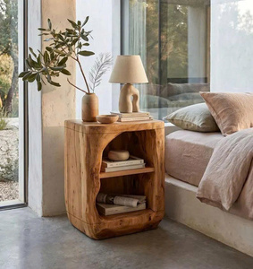 Mesita de Noche de Madera de Alta Calidad, Estilo Moderno y Rústico, con Almacenamiento Abierto, Estilo Minimalista para Muebles de Dormitorio - Product Image 1