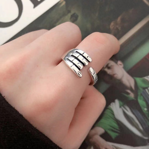 Love Hands <span class=keywords><strong>Hug</strong></span> Ring coppie anello semplici uomini e donne abbracciano l'anello aperto - Product Image 6