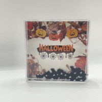 Série Halloween : Cadre photo liquide en acrylique avec citrouille et chauve-souris flottantes, décorations scintillantes, cadeau de fêtes, souvenirs, figurines personnalisées
