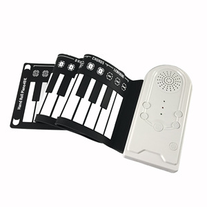 Piano plegable portátil de 49 teclas al por mayor, piano de desplazamiento portátil de silicona para estudiantes, teclado de mano digital plateado enrollable, piano - Product Image 5