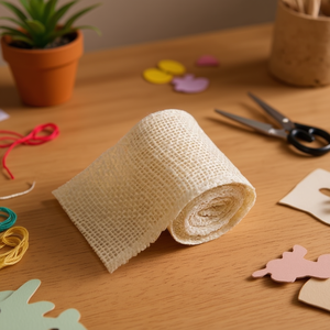 ริบบิ้นผ้าลินิน ILAN ขนาด 6 ซม. x 2 ม. สีครีม สำหรับงานประดิษฐ์และตกแต่ง - Product Image 3