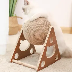 Kedi Scratcher interaktif yuvarlak Pet kedi ağacı Scratcher topu oyuncak Pet çevre dostu ahşap karton ahşap tahta Logo ile resim olarak