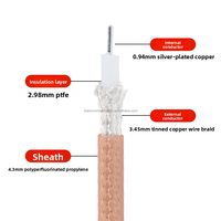 Câble coaxial en cuivre MIL 50 Ohm RG142 RG393 RG405 à double blindage tressé 0-6 GHz pour applications de communication haute performance