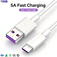 Câble de charge rapide USB A vers Type C 5A OEM, gaine en nylon/PVC pour smartphone, tablette, écouteurs, appareils numériques