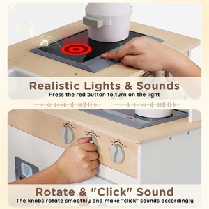 Juego de cocina de juguete de cocina de madera para niños al por mayor con muchas funciones de juego para mayores de 3 años - Product Image 2