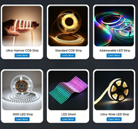 Bande LED COB RGBCW Flexible en Gros d'Usine 840 LED 12mm de Largeur 16W/m DC 24V IP33 Éclairage Ambiant Linéaire à Haute Luminosité USB