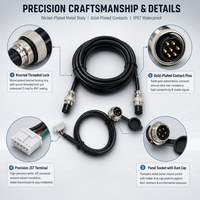 Harnais de câblage personnalisé étanche IP65 pour connecteur aéronautique M12 GX16 2-8 broches mâle/femelle vers assemblage de câbles JST pour applications industrielles