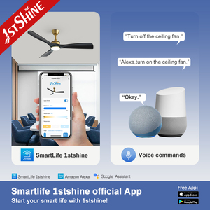 1stshine Ventilateur de plafond LED Noir ABS Lames Or 52 "Smart App Control Ventilateur de plafond avec lumière - Product Image 6