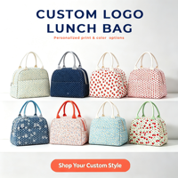 Sac à déjeuner en velours côtelé à motif floral pour femme, sac isotherme en aluminium avec poignée en coton pour pique-nique, extérieur et trajets quotidiens