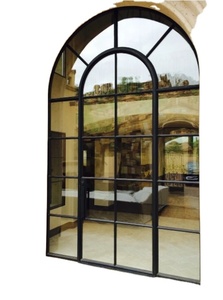 Finestra ad Arco in Acciaio con Vetro Temperato, <span class=keywords><strong>Design</strong></span> a Griglia Nera per Uso Esterno e Cucina, Insonorizzata con <span class=keywords><strong>Grafica</strong></span> Personalizzata - Product Image 3