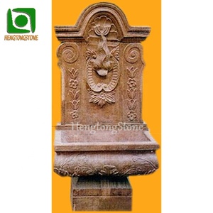 Tùy chỉnh màu vàng đá cẩm thạch tường đài phun nước điêu khắc trong kho - Product Image 1