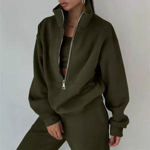 Venta al por mayor de pantalones de chándal y Sudadera con capucha de las mujeres logotipo personalizado de alta calidad de invierno Zip up Jogger Mujeres Sudadera con capucha - Product Image 4