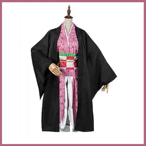 Disfraz de Cosplay de Anime Kamado Nezuko, Kimono Japonés, Vestido, Capa Negra, <span class=keywords><strong>Haori</strong></span>, Peluca, Traje Sexy Kawaii para Mujer Adulta, Fiesta de Halloween - Product Image 3
