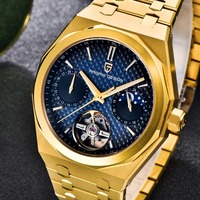 Montre automatique pour homme PAGANI DESIGN E3255, phase de lune, calendrier, squelette, mécanique, verre saphir, or, montre de business