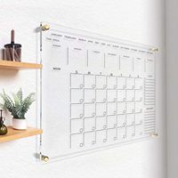 Grand agenda familial mensuel en verre transparent pour bureau à domicile, calandre en acrylique transparent effaçable à sec