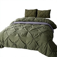 Ensemble de housse de couette en couleur unie faite à la main, trois pièces, housse de couette, literie avec taies d'oreiller, style européen
