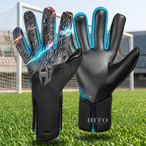 Gants de gardien de but de football de sport pour jeunes et adultes, couleur noire, bonne qualité, avec protection des doigts et double protection du poignet - Product Image 3