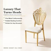 Chaise empilable en métal blanc doré à bas prix pour hôtel, banquet, mariage, fête, avec coussin en option