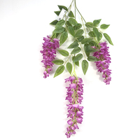 Vente en gros de fleurs artificielles en soie, glycine, pour décoration de mariage, fleurs murales, Noël, Pâques, vigne artificielle violette et verte