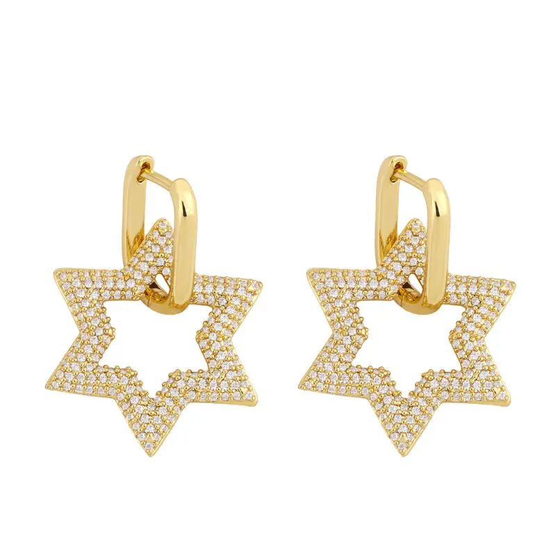 Büroklammer mit doppelter Verriegelung geometrie Luxus ohrring mit Diamant bolzen Hoop Women Stud Jewelry vergoldet