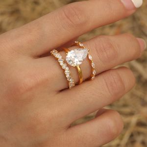 Tốt Sang Trọng S925 Bạc Moissanite Nhẫn Set Của Phụ Nữ Tính Khí Nổ Hot Stack Mặc Kết Hợp Moissanite Đồ Trang Sức - Product Image 5