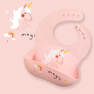 Yeni moda BPA içermeyen silikon bebek önlükler rahat yumuşak gıda dereceli besleme seti ile manuel tahrikli karton desen - Product Image 6