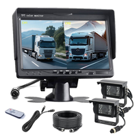 Moniteur de voiture AHD 1080P TFT 7 pouces à écran partagé avec deux caméras de recul, vision nocturne IR, connecteur aviation 4 broches pour camion, garantie 1 an