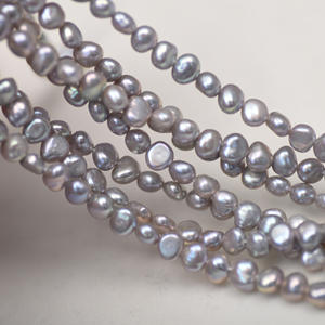 Perlas Sueltas de Agua Dulce Naturales de Doble Cara, Color Gris, 5-6 mm, con Fuerte Brillo, Estilo Barroco, para Manualidades - Product Image 1