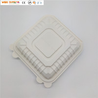 Boîtes de vaisselle jetables biodégradables en amidon de maïs à 3 compartiments de 9 pouces, robustes, pour le camping et les plats à emporter