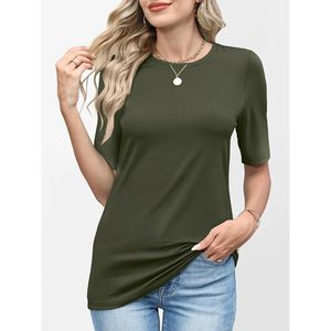 Camiseta Básica para Mujer FOXA, Manga Corta, Cuello Redondo, 100% Algodón Jersey, Transpirable, Informal, para Primavera/Verano - Product Image 4