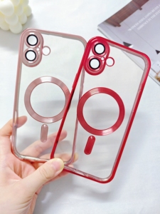 Funda de teléfono magnética de carga inalámbrica <span class=keywords><strong>para</strong></span> <span class=keywords><strong>iPhone</strong></span> 16 Pro Max <span class=keywords><strong>11</strong></span> 12 13 14 15, funda transparente de TPU suave galvanizada con película de lente - Product Image 5