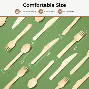 Eco- Friendly Biodegradable Disposable Natural Wooden Cutlery Set