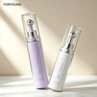 Bouteille en plastique PP avec pompe sans air et logo personnalisé, flacon de sérum sous vide pour crème contour des yeux avec bille de massage, OEM ODM