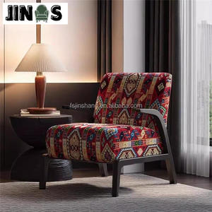 Sillón de ocio Retro de diseño nórdico JINS, sofá individual de madera maciza duradera para dormitorio <span class=keywords><strong>y</strong></span> balcón, silla de arte Monico antiguo medio - Product Image 4