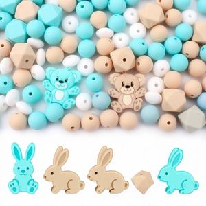 Perles en silicone de qualité alimentaire certifiées de la marque Geedyn, perles multicolores personnalisées, perles en silicone pour attacher une tétine, pour le bricolage - Product Image 1