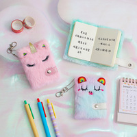 Mini Cuaderno de Peluche con Diseño de Unicornio, Lindo Cuaderno Infantil para Escribir, Colgante