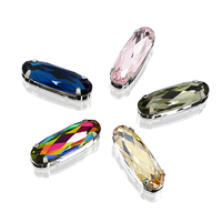 Perles en cristal en vrac de forme rectangulaire Dongzhou avec griffes en laiton couleur argent et strass en verre pour la fabrication de bijoux DIY