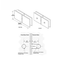 Quincaillerie de porte de douche moderne en laiton et acier inoxydable, pince à vis pivotante verre-à-verre à 180 degrés