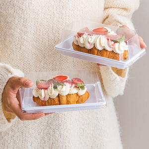 Tùy chỉnh có thể tái chế hình chữ nhật tráng miệng bánh bao bì hộp đưa ra hộp bánh với nắp rõ ràng nhựa hộp bánh ngọt trong suốt - Product Image 3