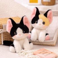 Mainan Kucing Boneka Lembut Menggemaskan Hitam Putih Calico Anak Kucing Putih untuk Dekorasi Rumah Produsen Grosir