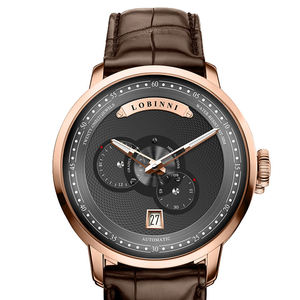 Montre mécanique automatique de luxe Lobinni 16060 pour homme, nouvelle qualité, bracelet en acier inoxydable et cuir, affichage à aiguilles - Product Image 1